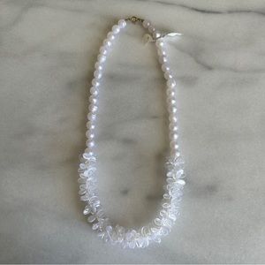 VINTAGE • 80s Barbie White Plastic Necklace Made in Hong Kong Cute Y2K Style